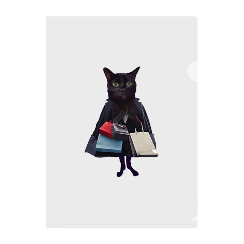 買い物をする黒猫BIBI Clear File Folder