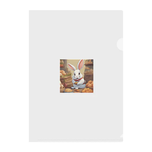 かわいいウサギが食べ物を楽しんでいる！ Clear File Folder