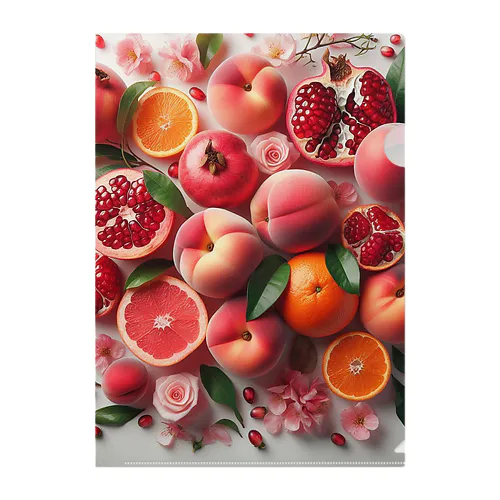 ざくろ、桃、柑橘の実/Pomegranate,Peach,Citrus Clear File Folder
