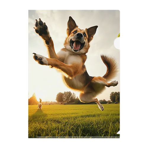 楽しく遊ぶ犬 Clear File Folder
