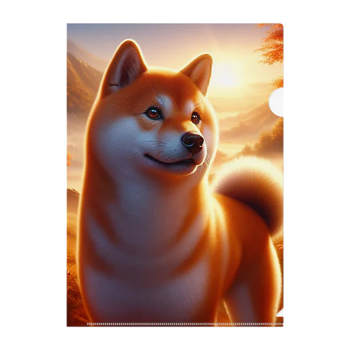 夕方の黄昏　柴犬 Clear File Folder