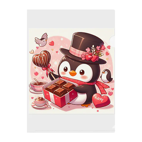 チョコプレゼンツペンギン Clear File Folder