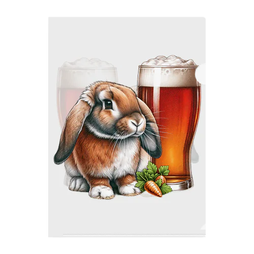 可愛いウサギ(垂れ耳ビール)カラー03 Clear File Folder