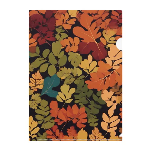 北欧風　葉っぱデザイン　Scandinavian style leaf design Clear File Folder