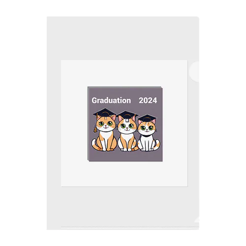 猫　卒業　2024　卒業旅行 Clear File Folder