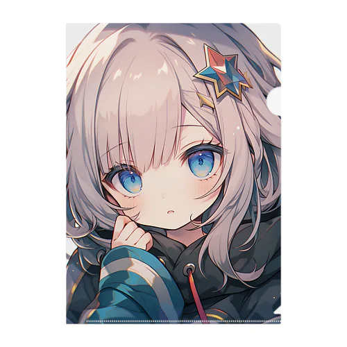 見つめる美少女 Clear File Folder