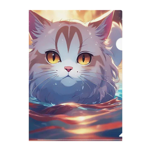 泳ぐ猫 Clear File Folder