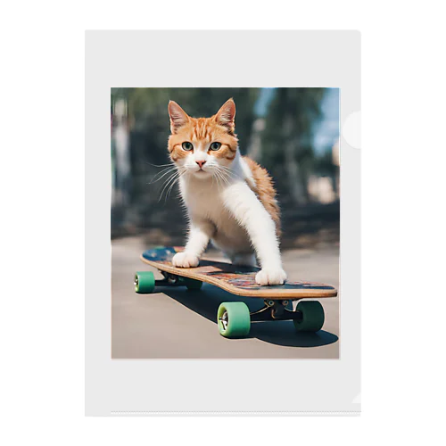 a cat on the skateboard（スケボネコ） クリアファイル