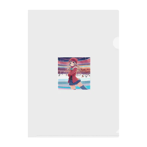 スケートをする女性 Clear File Folder