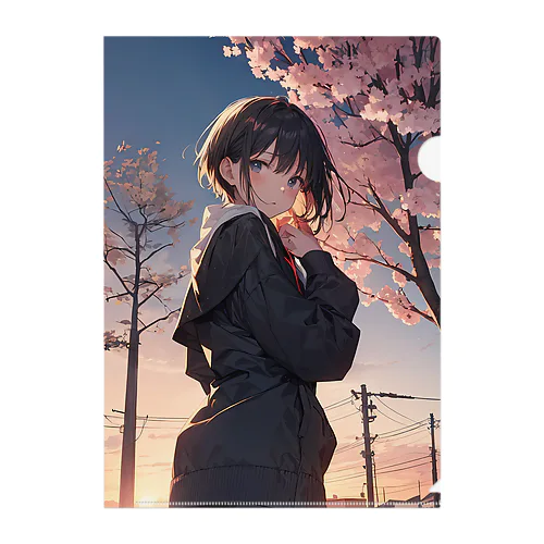 夕暮れ桜 Clear File Folder