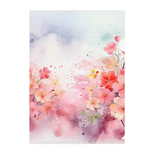 Colorful watercolor flower art 1 Clear File Folder