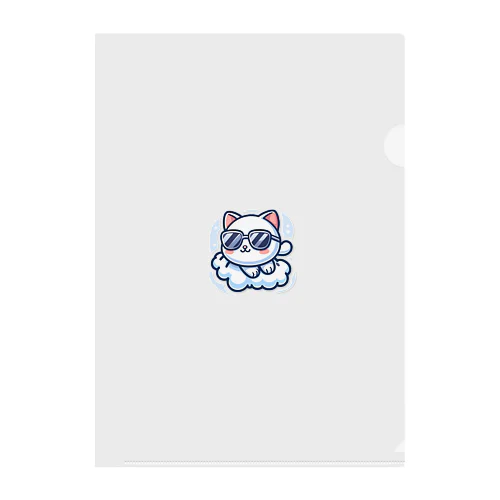 ふわふわの雲の上に座るねこちゃん Clear File Folder