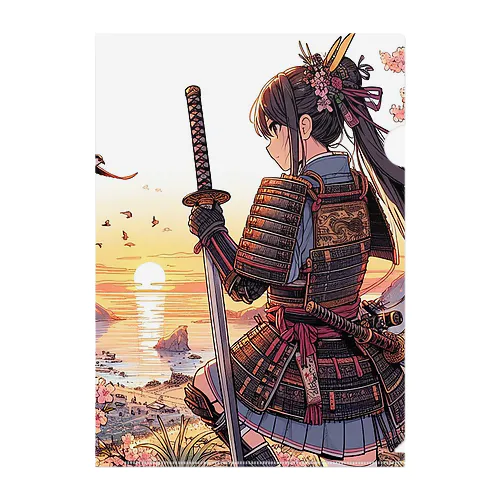 海辺の桜と女剣士 Clear File Folder