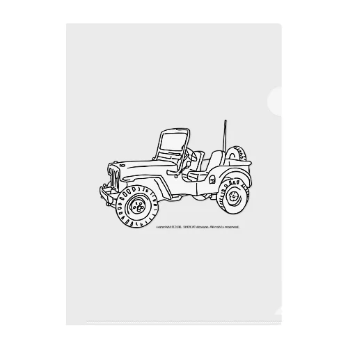 Jeep イラスト ライン画 Clear File Folder