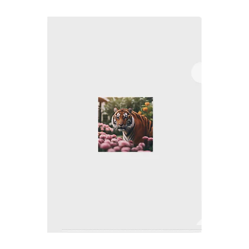 花を植えているトラ Clear File Folder