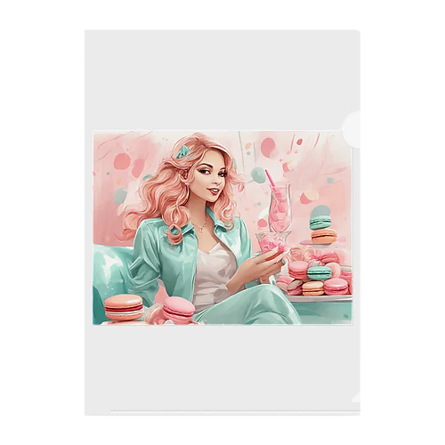 Macaron Girl Clear File Folder