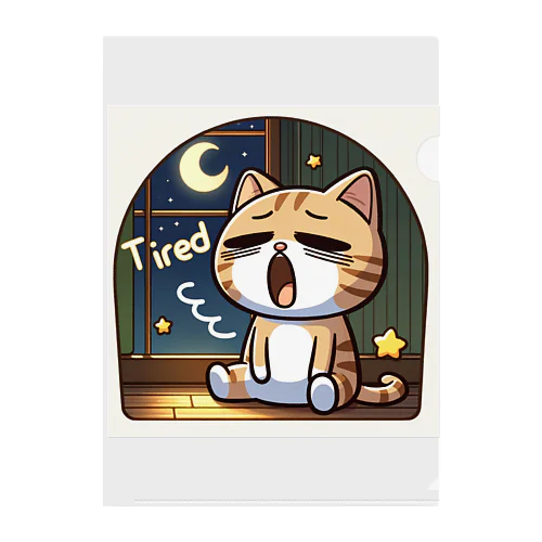 Tired cat 5 Clear File Folder