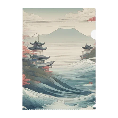 日本建築と海 Clear File Folder