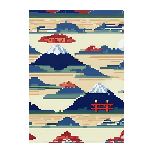 富士山ピクセルアート Clear File Folder
