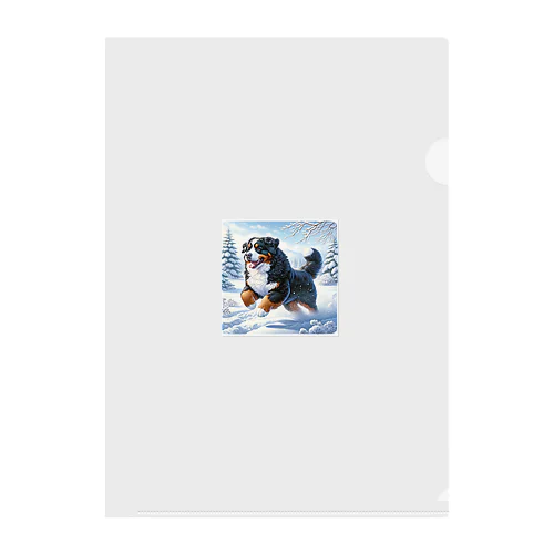 雪山を駆けるバーニーズ・マウンテンドッグ！ Clear File Folder