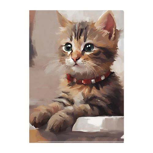 猫の絵画風イラストグッズ Clear File Folder