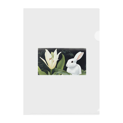 白百合とウサギ クリアファイル