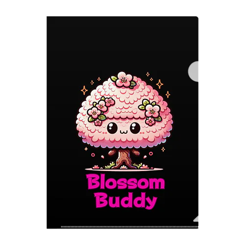 Blossom Buddy🌸 Sakura Smiles~black Clear File Folder