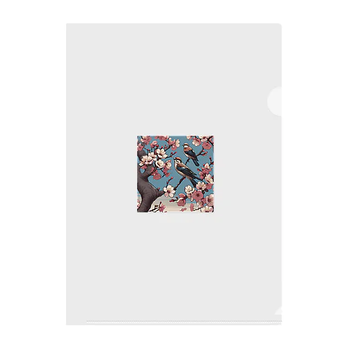 桜と雀（Cherry blossom & sparrow)  01 Clear File Folder