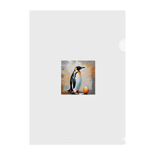 卵を温かく見守っているペンギン Clear File Folder