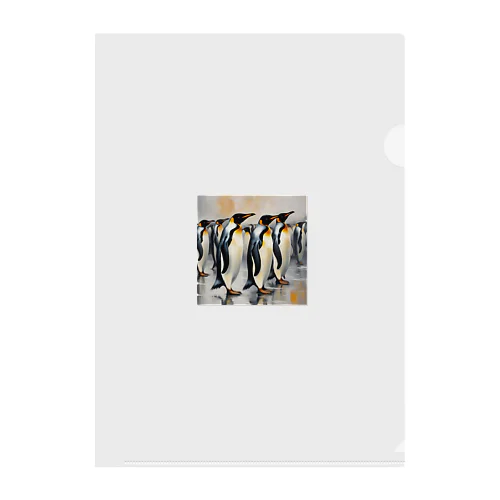 仲間のために自分を奮起するペンギン クリアファイル