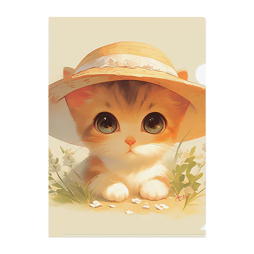 帽子をかぶった可愛い子猫 Marsa 106 Clear File Folder