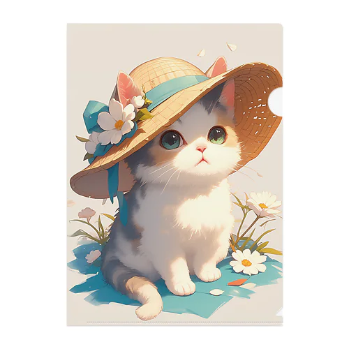 帽子をかぶった可愛い子猫 Marsa 106 Clear File Folder