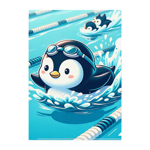 泳ぐペンギン クリアファイル