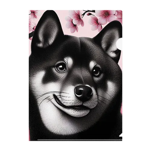 ドット桜、黒柴ちゃん Clear File Folder