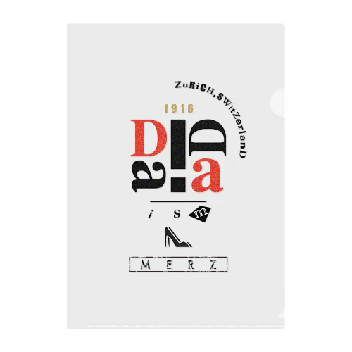 Dadaism art Typography Design クリアファイル