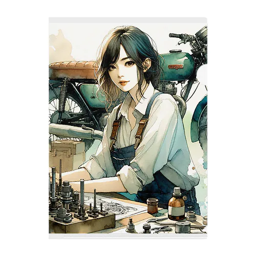 バイク女子サキ Clear File Folder