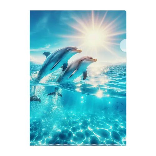 美しい海とイルカ🐬✨ Clear File Folder