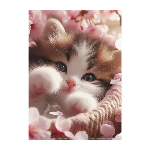 桜と子猫 Clear File Folder