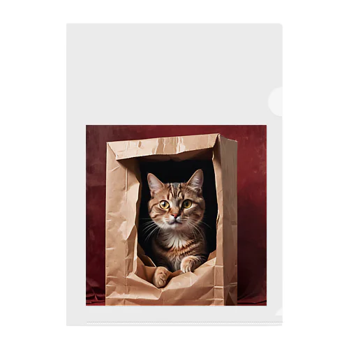 キュートな袋猫 Clear File Folder