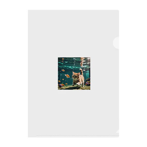 泳ぐ猫グッズ Clear File Folder