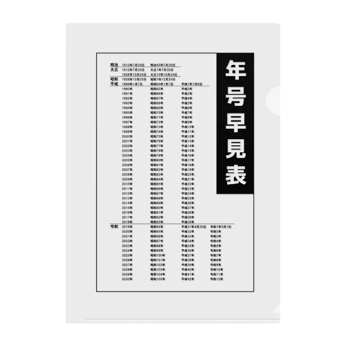 年号早見表!(淡色用) Clear File Folder