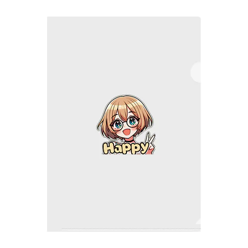 金髪ショートカット眼鏡美少女ちゃん Clear File Folder