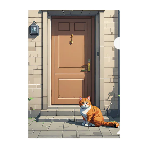 玄関で帰りを待つ猫 クリアファイル