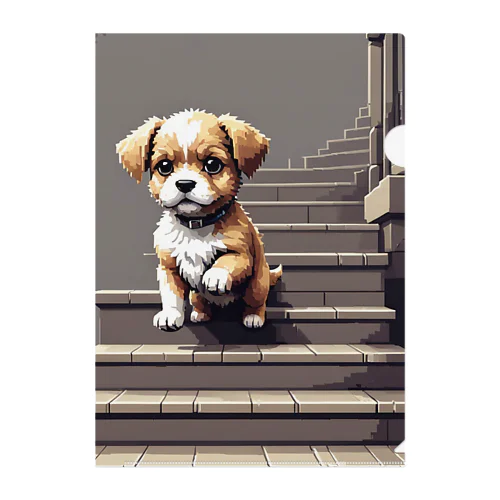 階段をおりる犬 クリアファイル