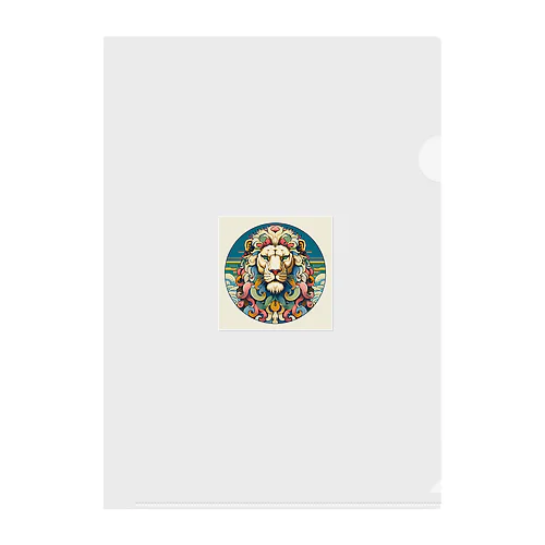 浮世絵風　ライオン（顔）"Ukiyo-e style lion (face)."  "浮世繪風格的獅子（臉）。" Clear File Folder