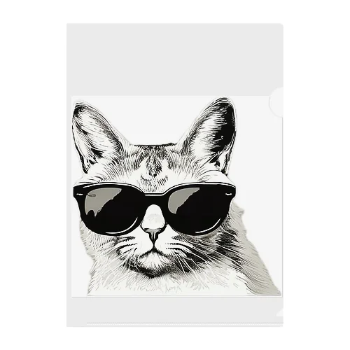 Monochrome Cat Shades クリアファイル