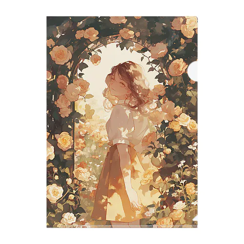 バラのアーチをくぐる美女　ラフルール　1859 Clear File Folder