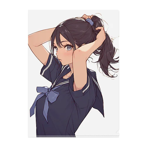 ポニーテールがセクシーな女の子　BLUE PLUM  691 Clear File Folder