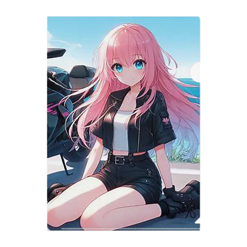 海岸沿いを駆け抜けるバイク❣️ Clear File Folder