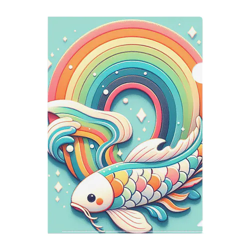 虹の海を泳ぐコイちゃん クリアファイル